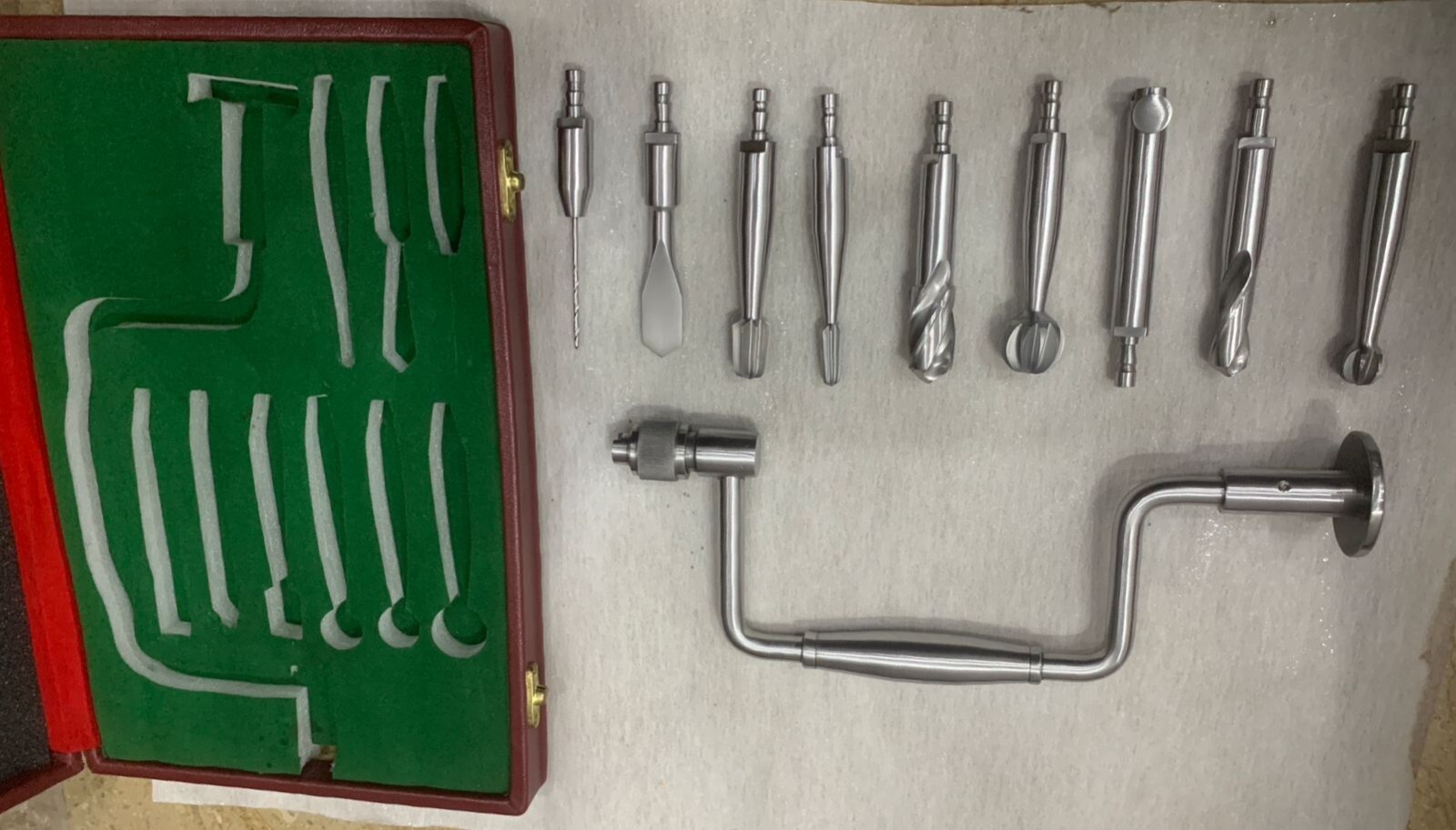 Hudson brace Set Of 10 Pieces (3 Burr , 3 Drill , 2 Perforator, 1 Extension Kit)