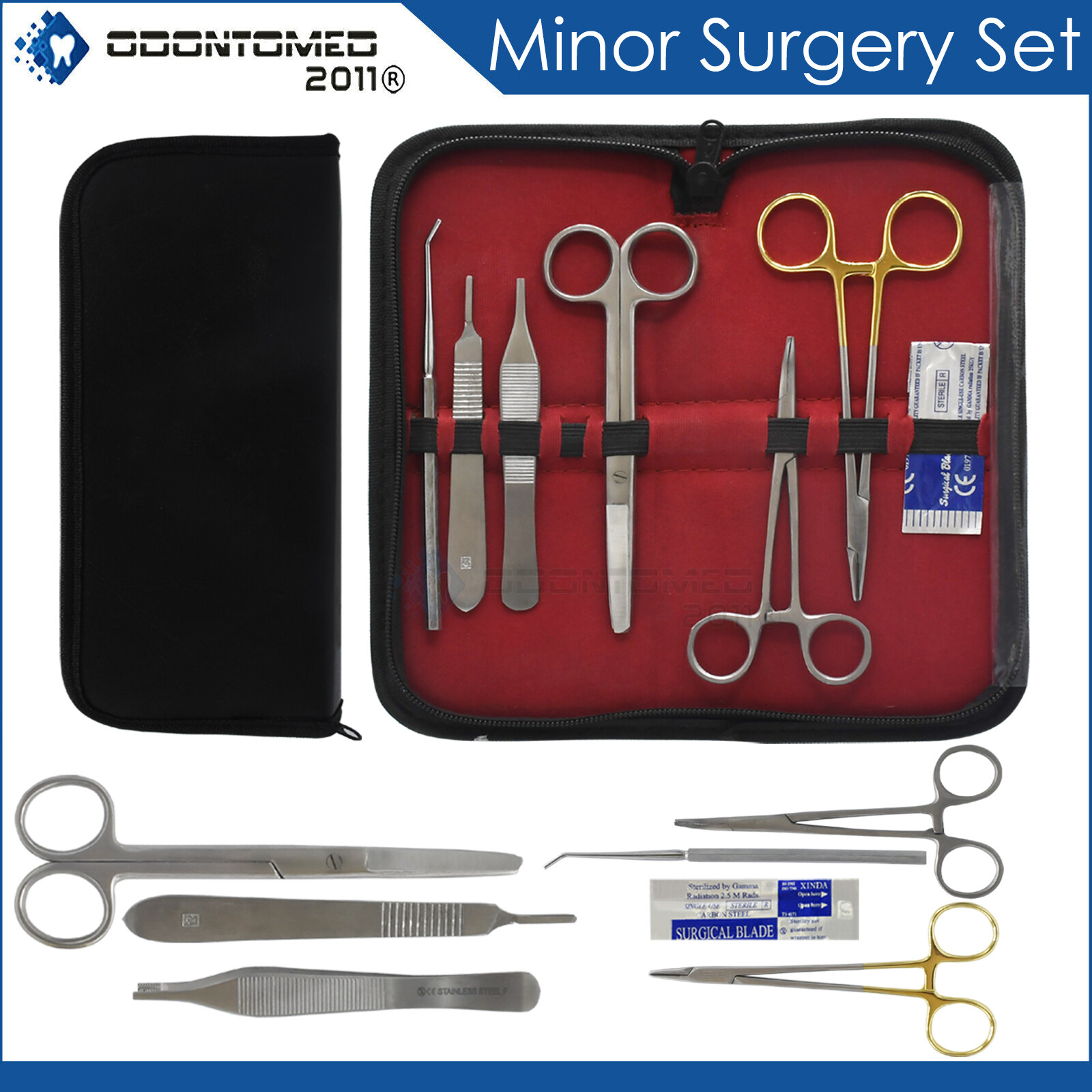 7 Pcs Minor Surgery Set Surgical Kit as Military Kit German Stainless With Case