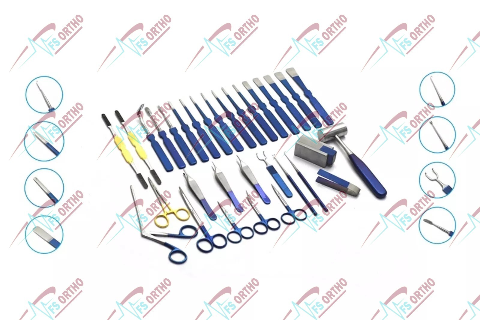 Blue Line Rhinoplasty Instruments Set of 31 pcs High Quality plastic surgery