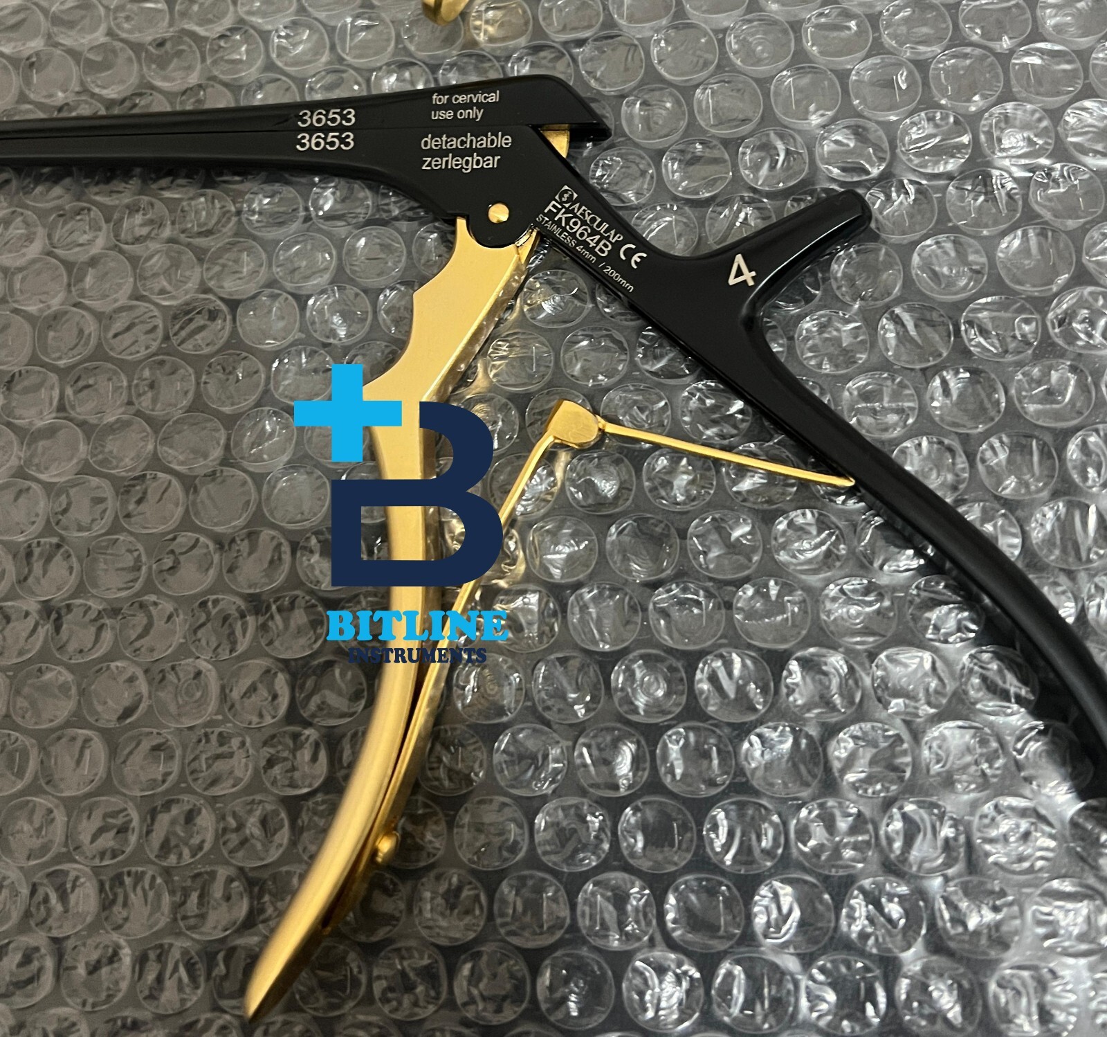 Set of 3 Aesculap Ceramic Coated Detachable 3/4/5mm 40deg 8″ Kerrison Rodents