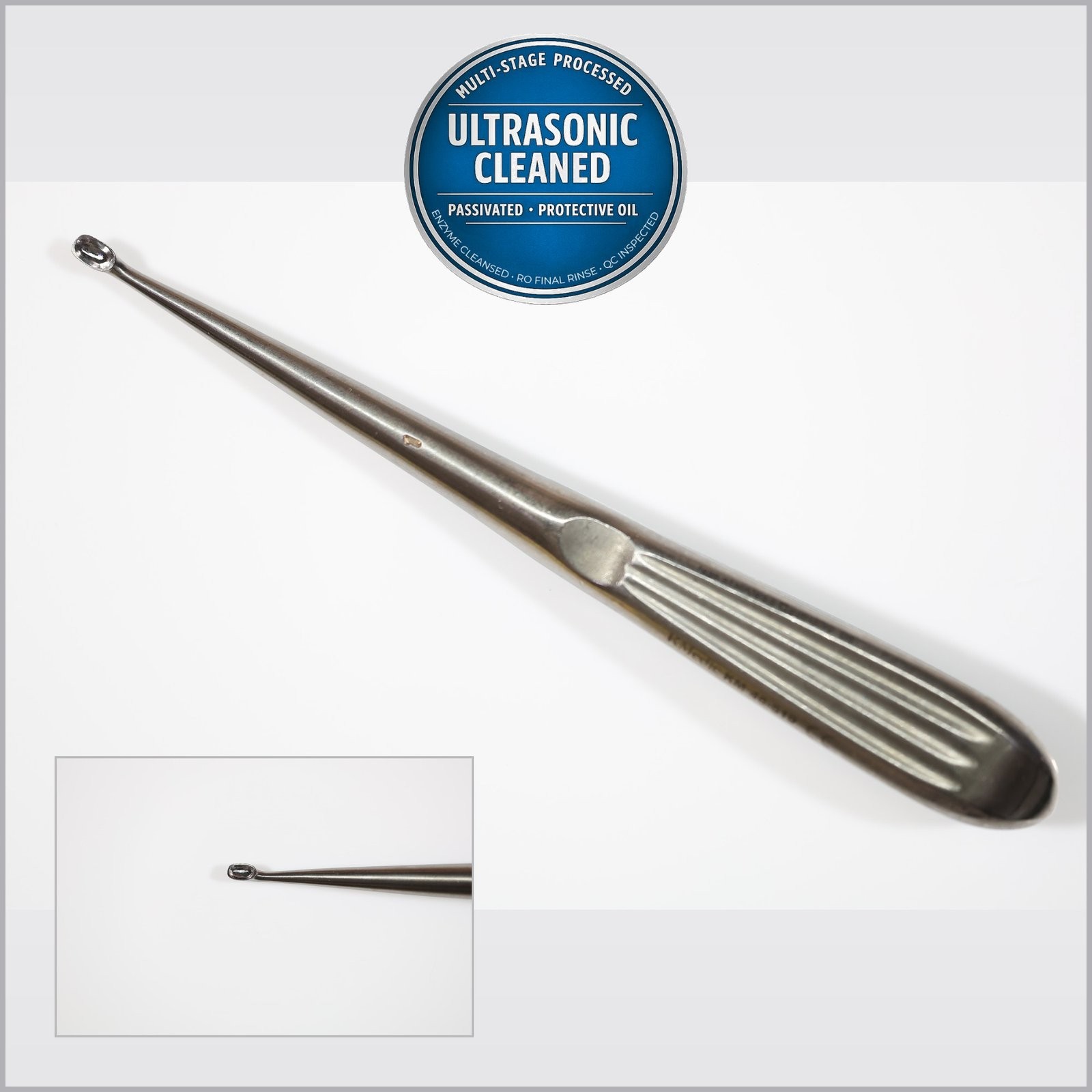 KMedic KM46-519 Brun Curette, Straight, Size 1, 4mm x 7mm Cup, 6-3/4in