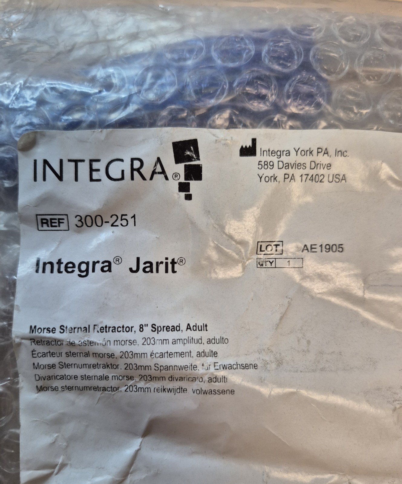 Jarit 300-251 Morse Sternal Retractor, 8″ Spread, Adult
