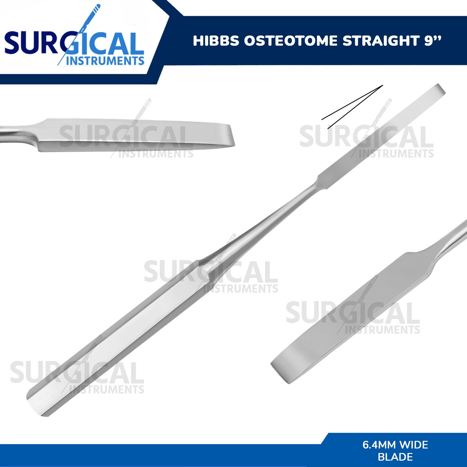 Hibbs Osteotomes 9″ Straight Blade 1/4″ (.64cm) Surgical Instruments German Gr