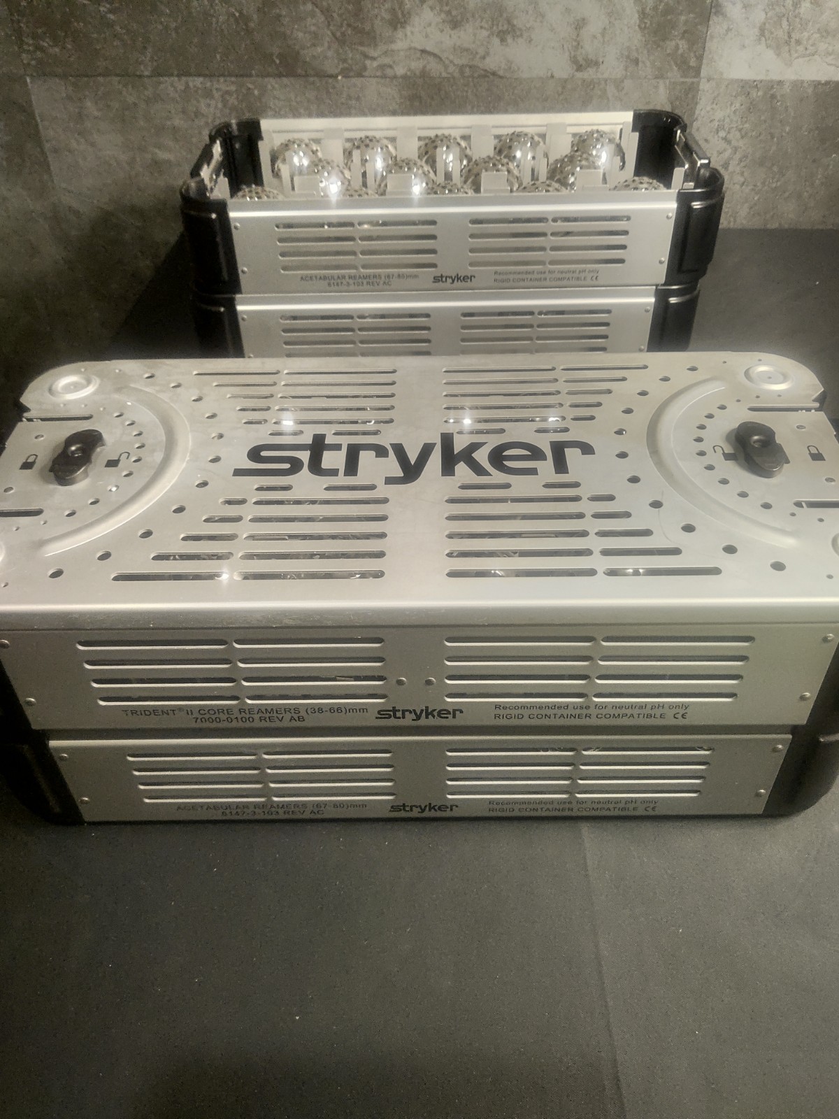 Stryker Trident II Core Acetabular Reamer Set 38-80mm 4-Tray 71-Pc Used *READ*