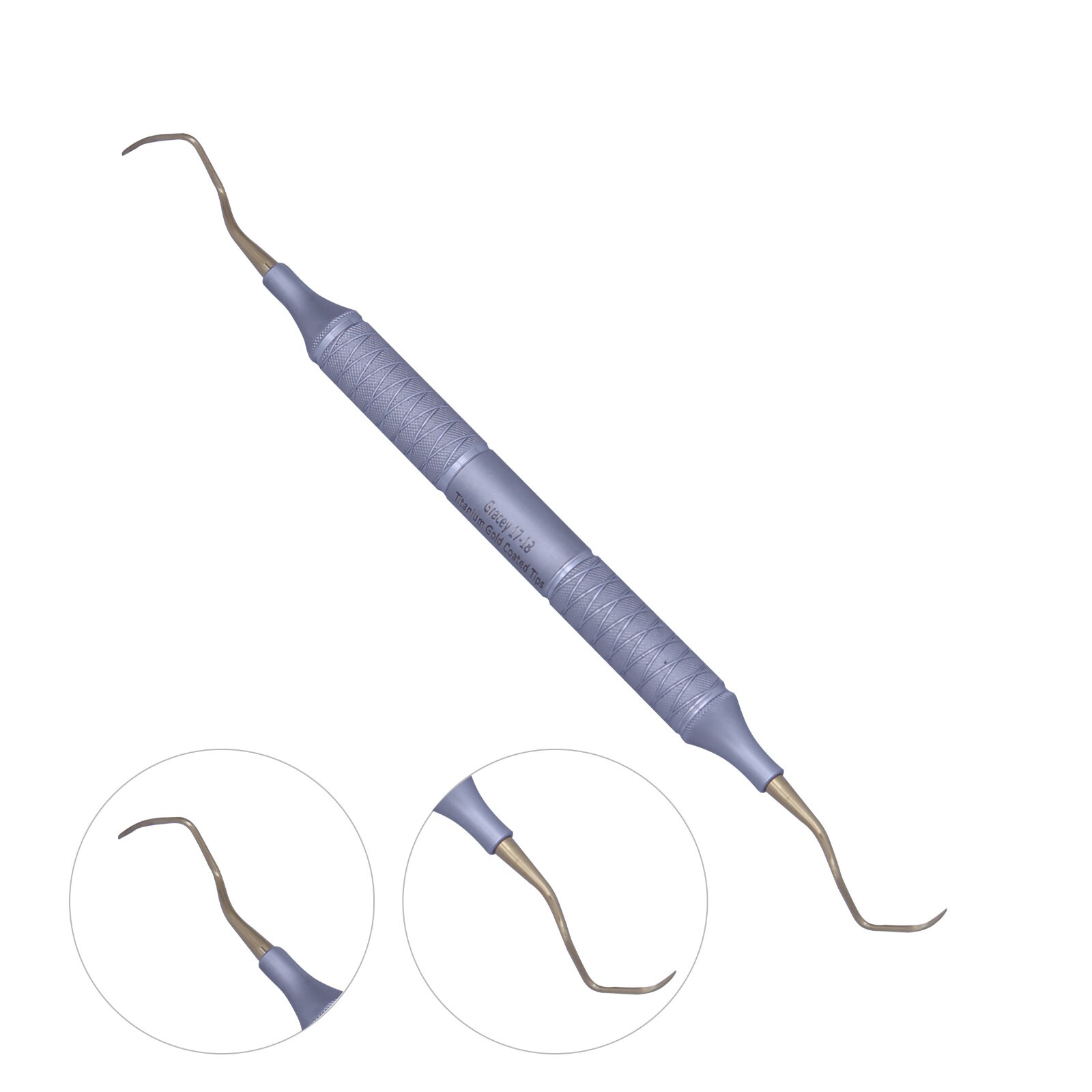 Set of 9 Gracey Dental Curette 1-2 to 17-18, Titanium Gold Coated Tips