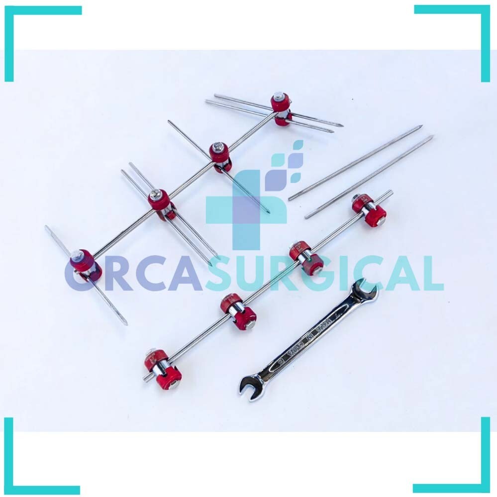 AO Type 2.7mm External Fixator Set Clamps Rods & Schanz Pins 19 Pcs