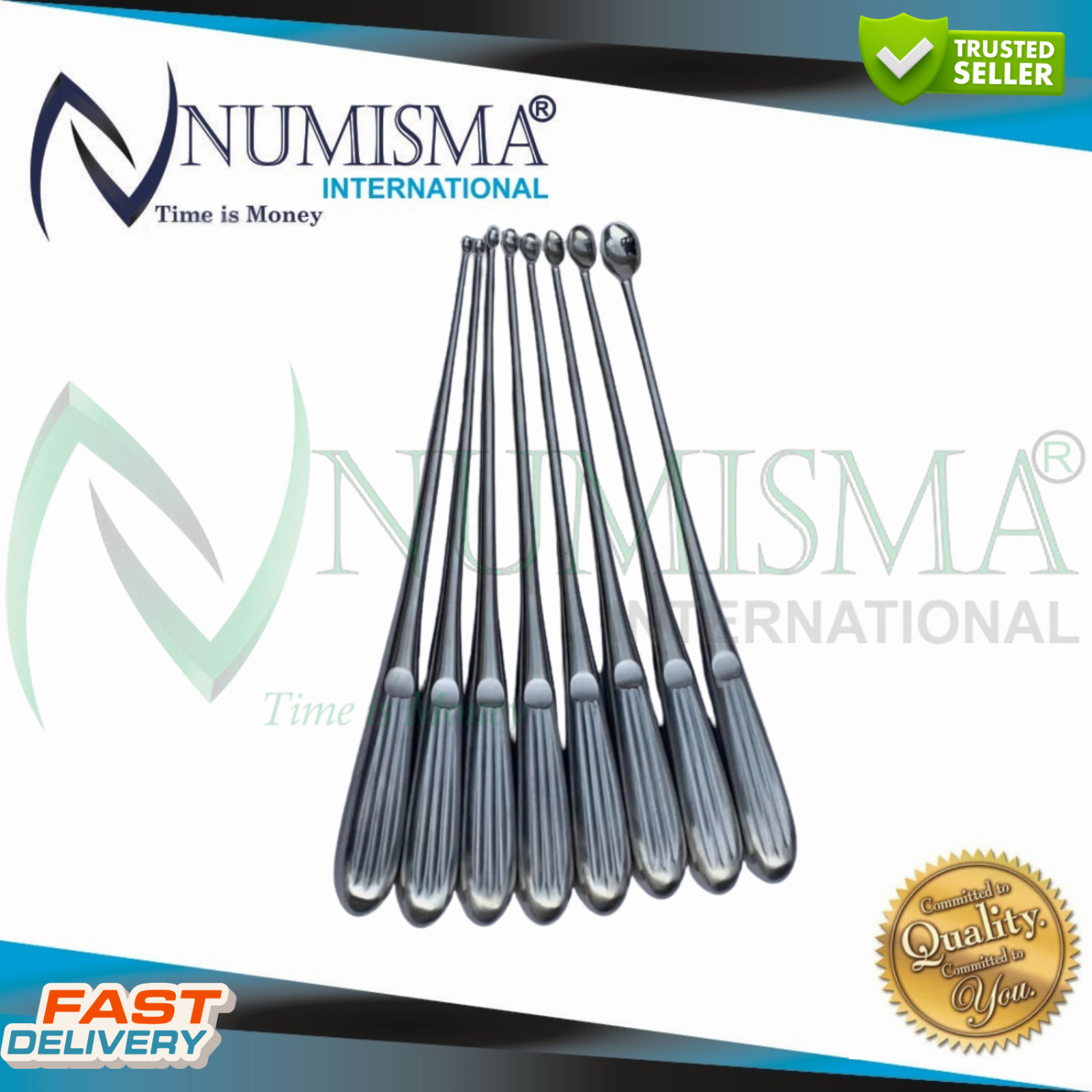 Volkmann Bone Curette Set of 9 Pieces Orthopedic Spine Surgical Instruments