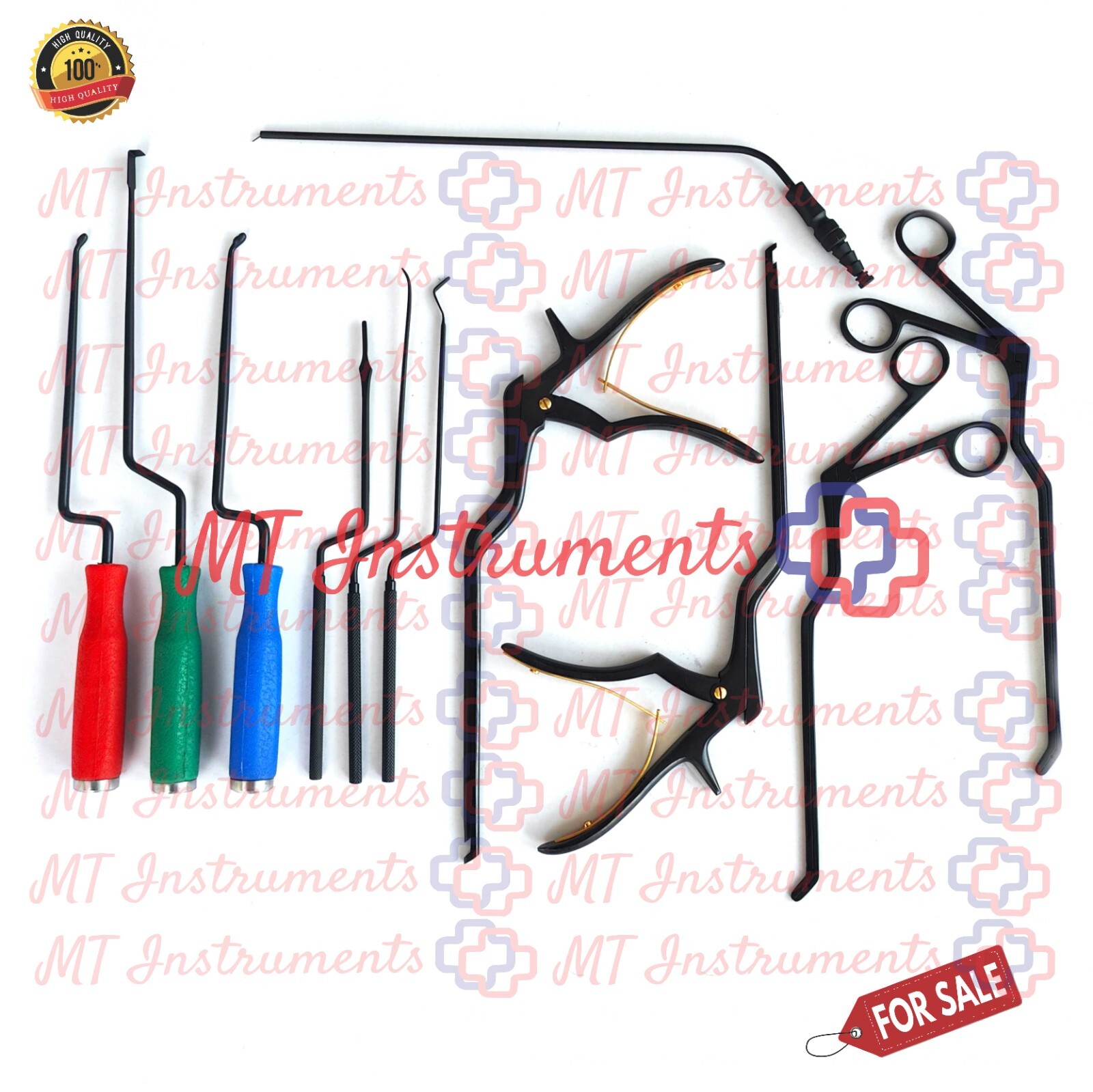 Basic MIS Lumbar Instruments Set of 11 Pcs Spine Black Titanium-Nitrite