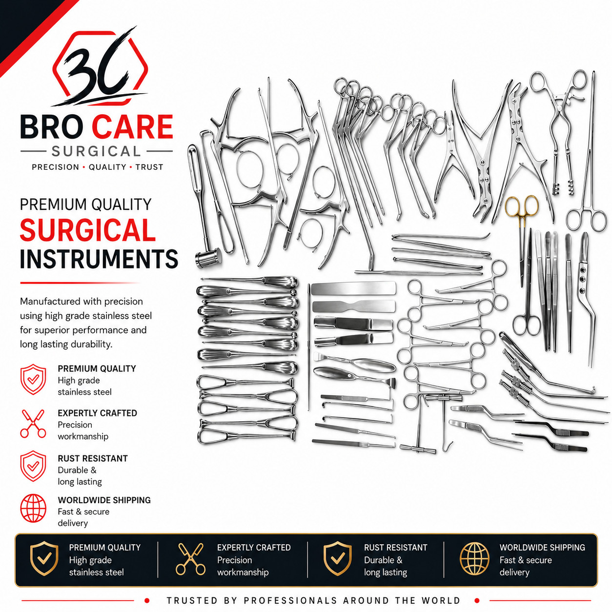 Basic Craniotomy & Laminectomy Surgical Orthopedic Spinal Instruments – 78 PCS