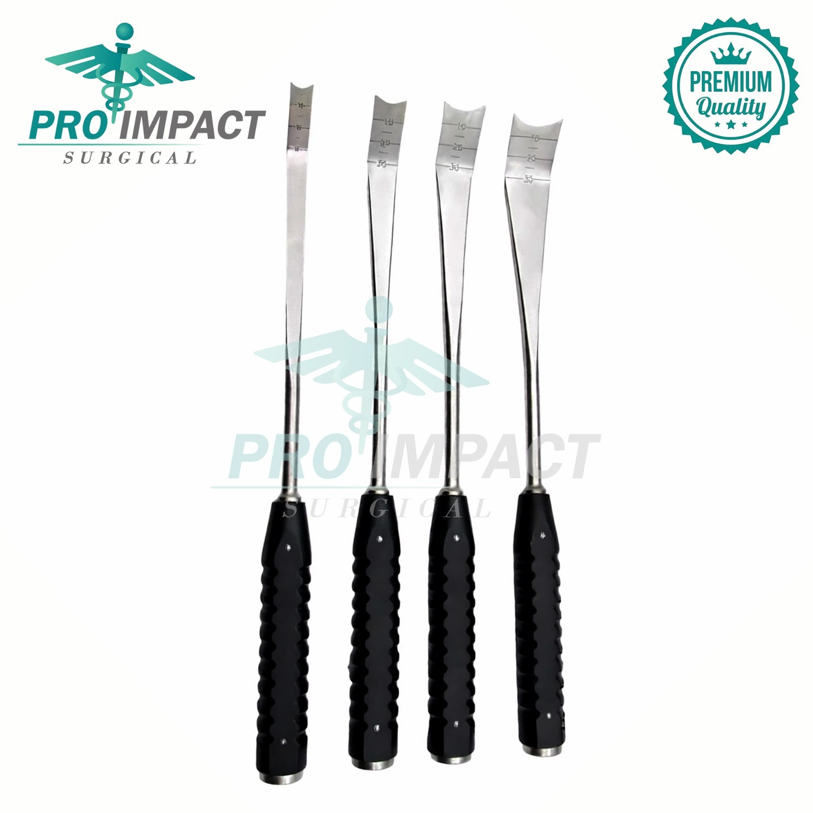Bone Chisel Stainless Steel Osteotome Curved 4 pcs Surgical Instruments