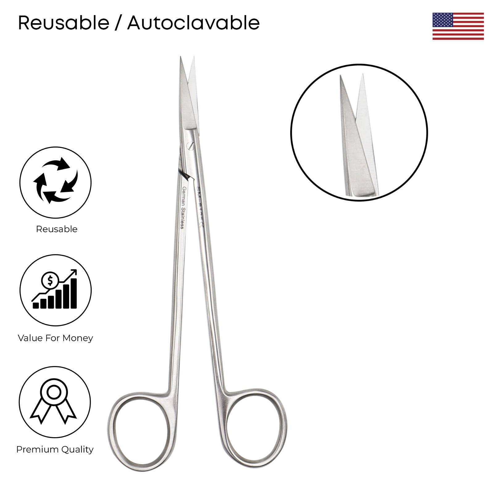 Kelly Scissors Straight 6.25″ Stainless Steel Premium Surgical Instruments