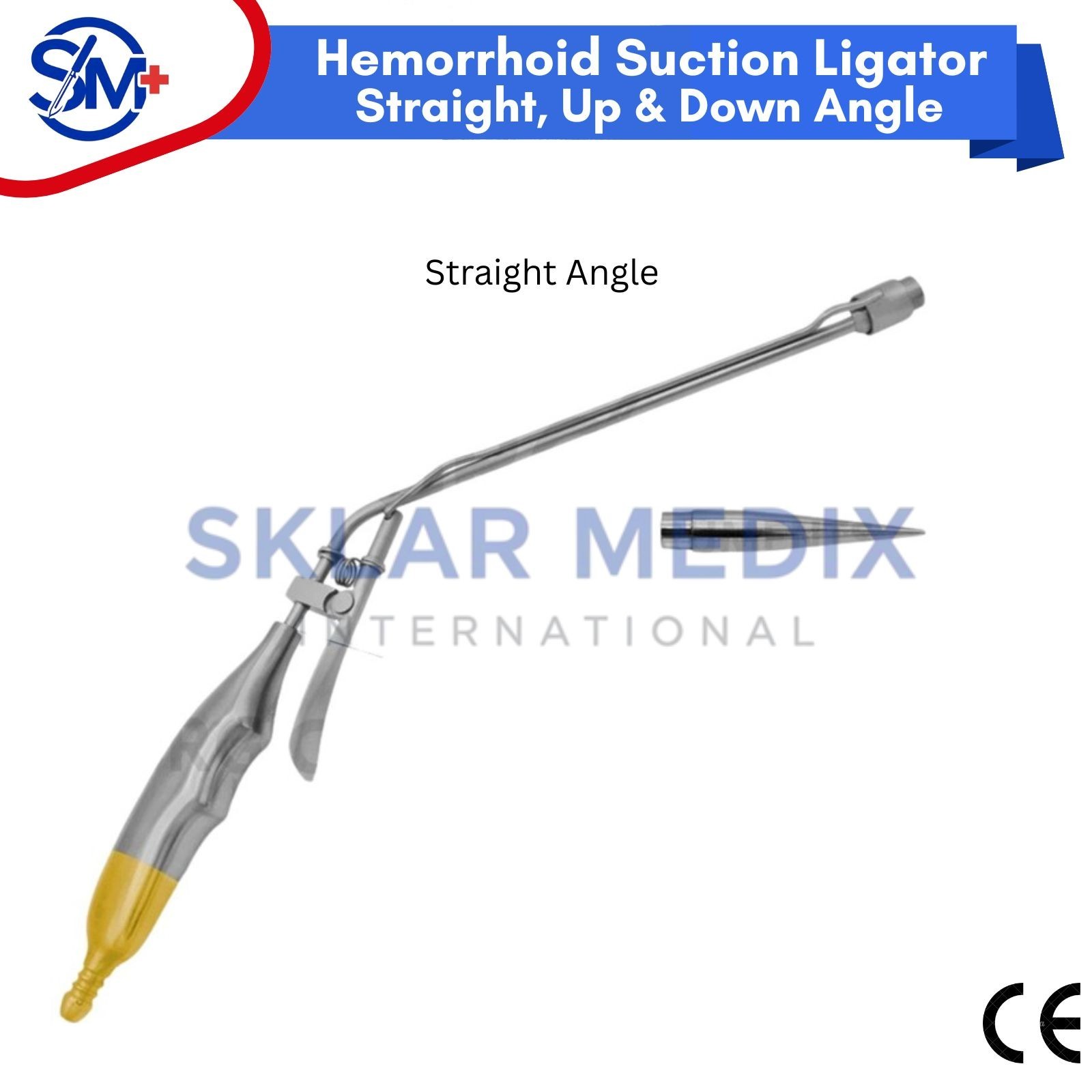 Hemorrhoid Suction Ligator Straight Up Down & 100 Latex Band Surgical Instrument