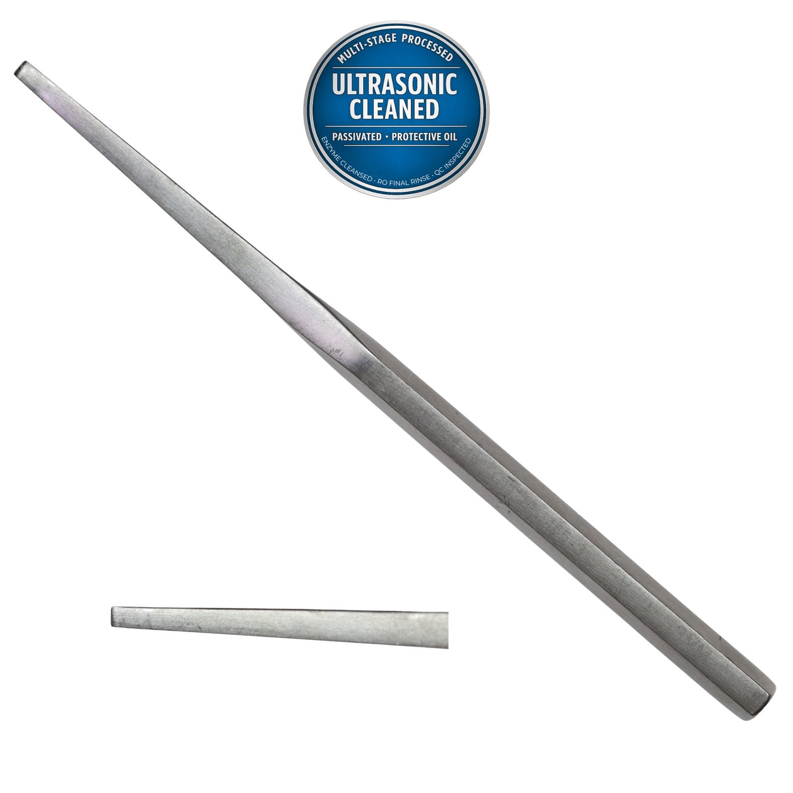 V Mueller RH1465-3 Hexagonal Handle Osteotome, Straight, 3mm Wide Blade, 6-1/4in