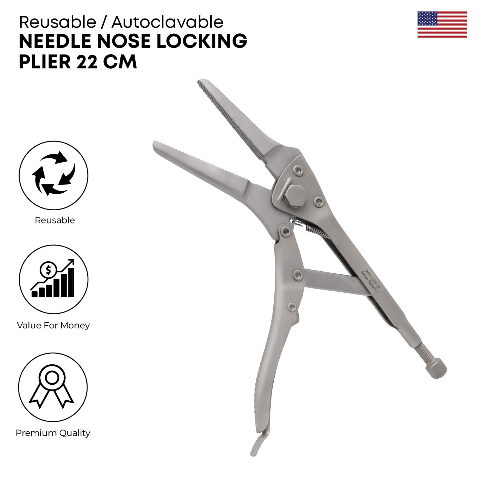 Needle Nose Locking Plier 22 cm Stain Steel Premium Surgical Instruments