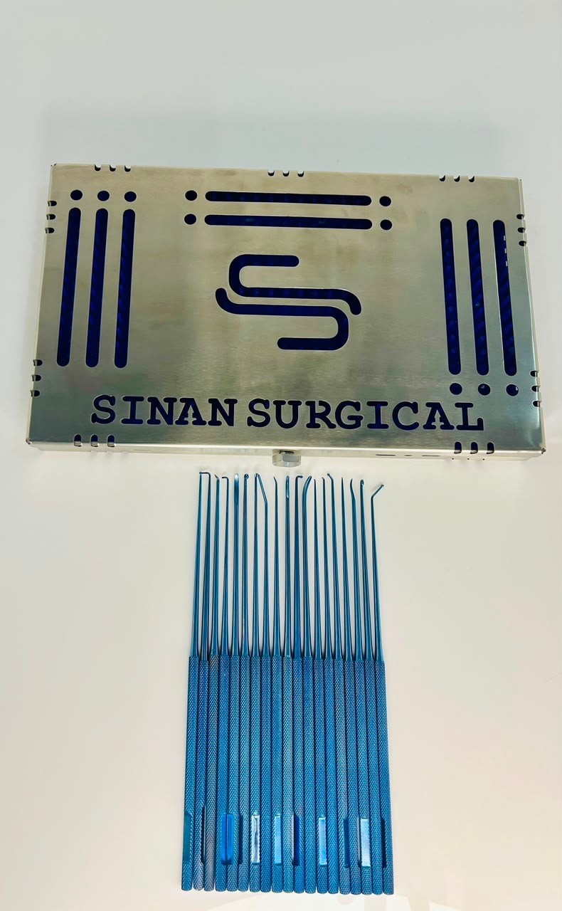 19 Pcs Titanium Rhoton Micro Dissector Set with Streilization Kit