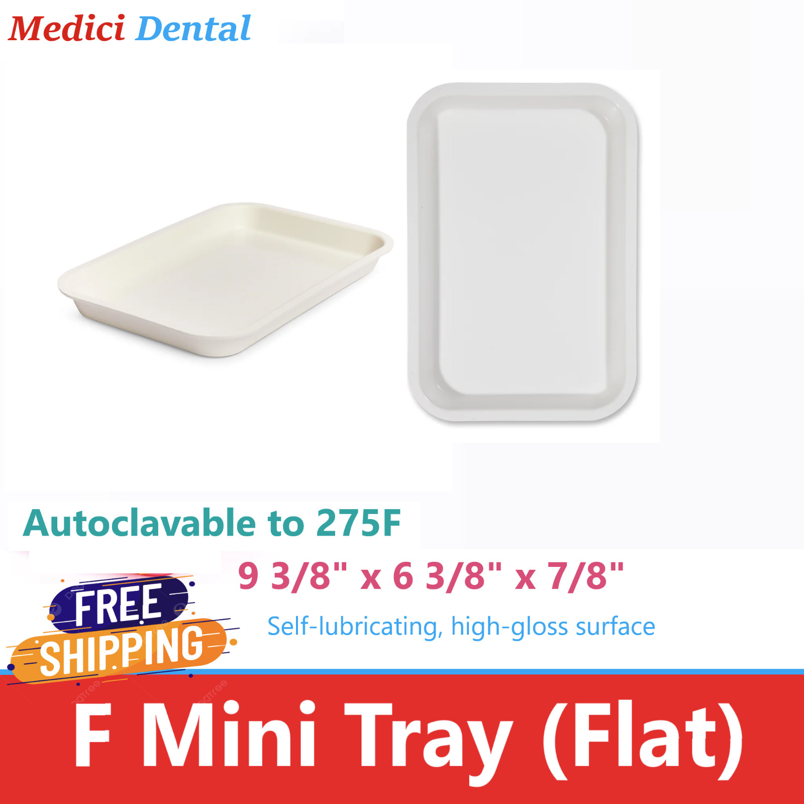 4/Pack – Dental Procedure Set Up Flat Tray Size F (MINI) -Autoclavable 275F