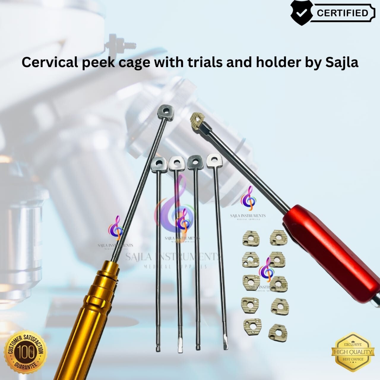 Spine locking Cervical Peek Cage with Trials and Holder 17 Pcs Set