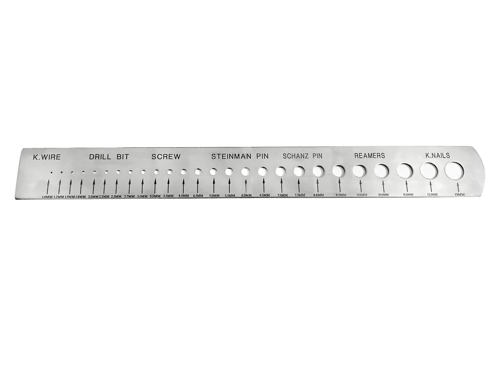 Orthopedic Measuring Gauge Scale for K-Wire, Drill Bit, Screw, Steinman Pin SS