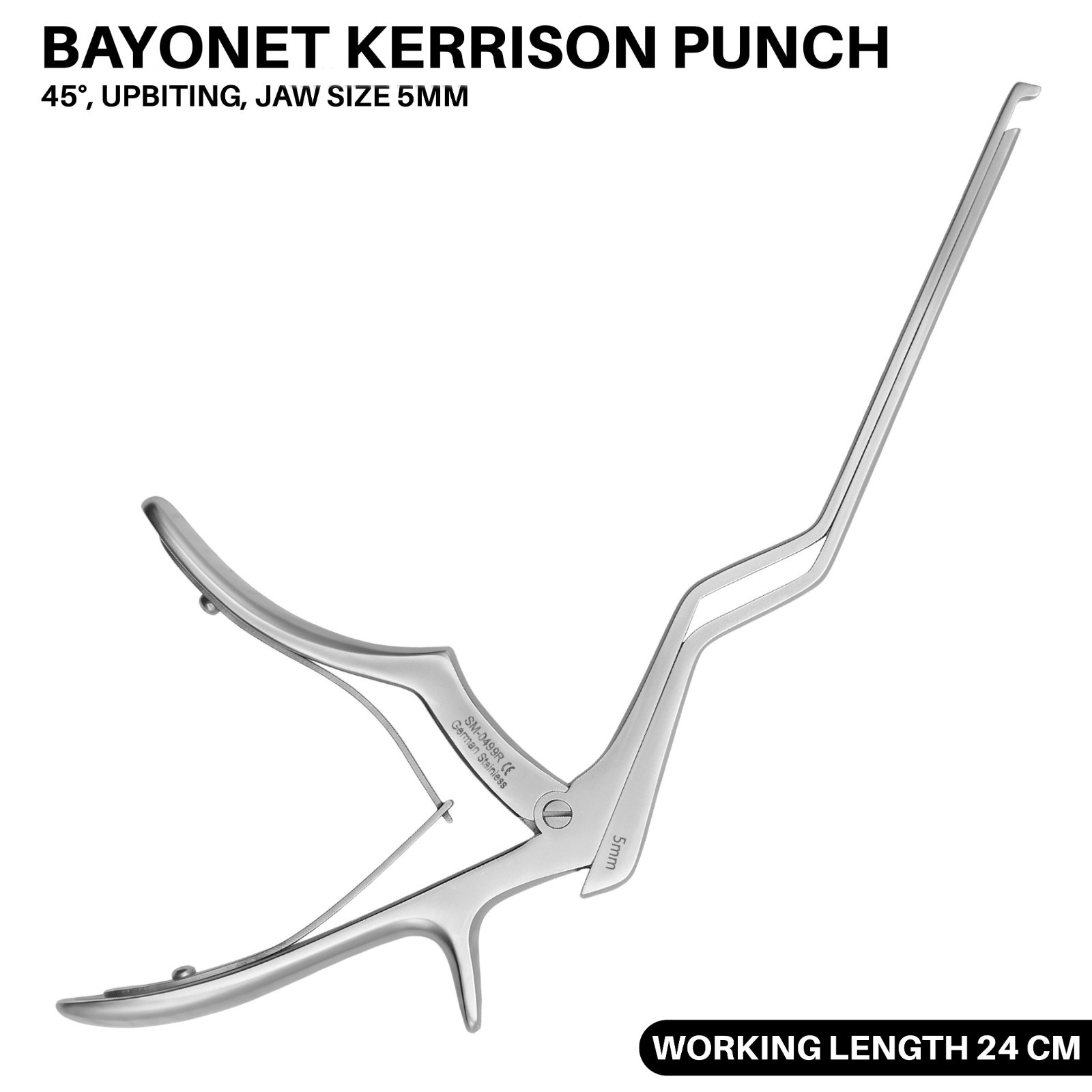 Bayonet Kerrison Punch 45° upbiting 5 mm Jaw Size Orthopedic Instrument German