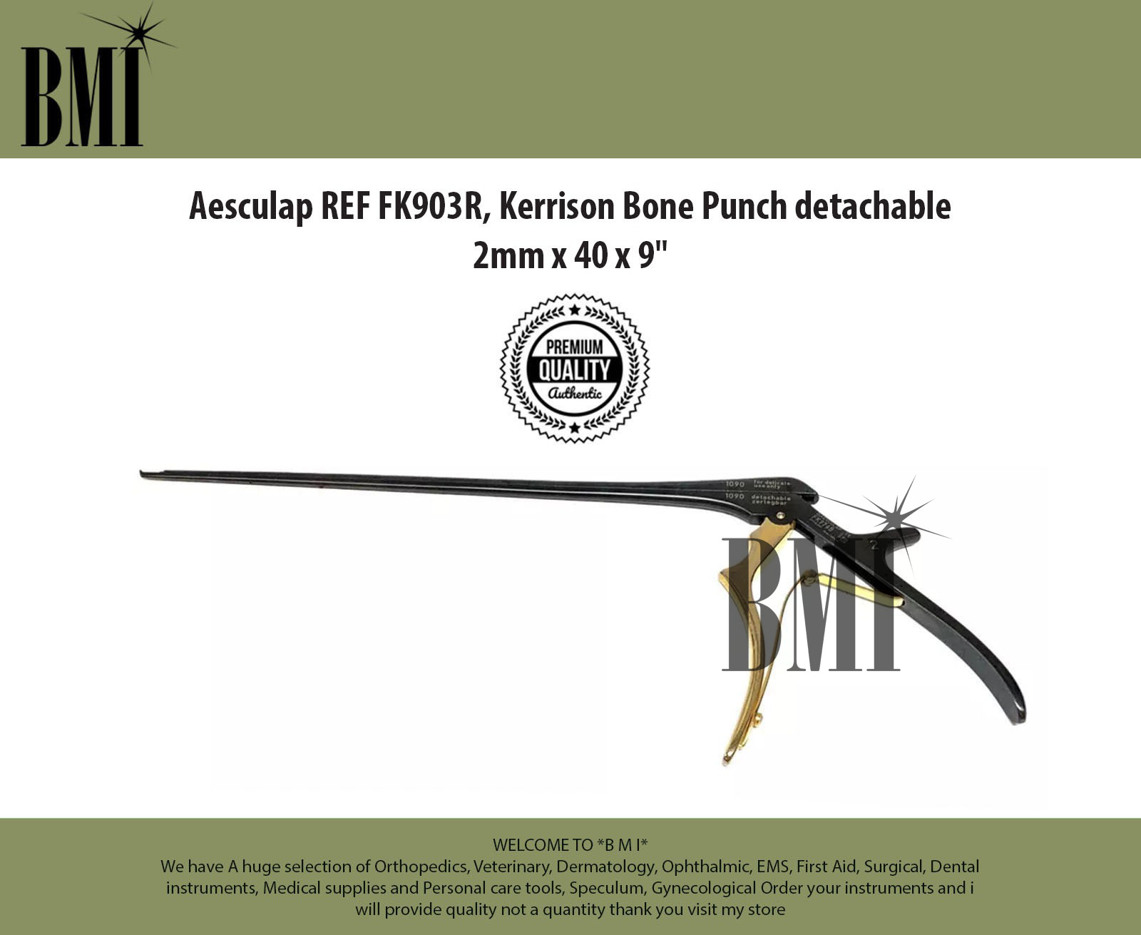 Aesculap REF-FK903R, Kerrison Bone Punch detachable 2mm x 40 x 9”