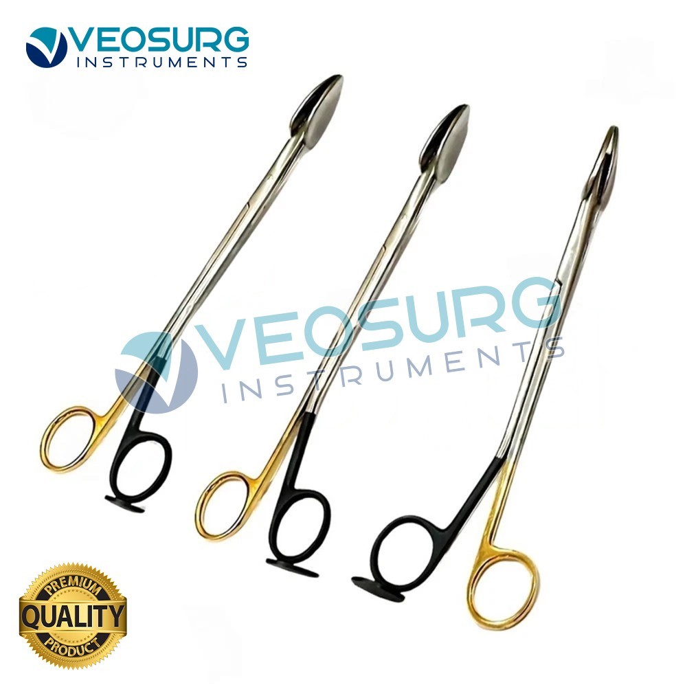 Trepsat Facial Flap Dissector Scissors Set of 3 Pcs Black Gold TC + Serrated