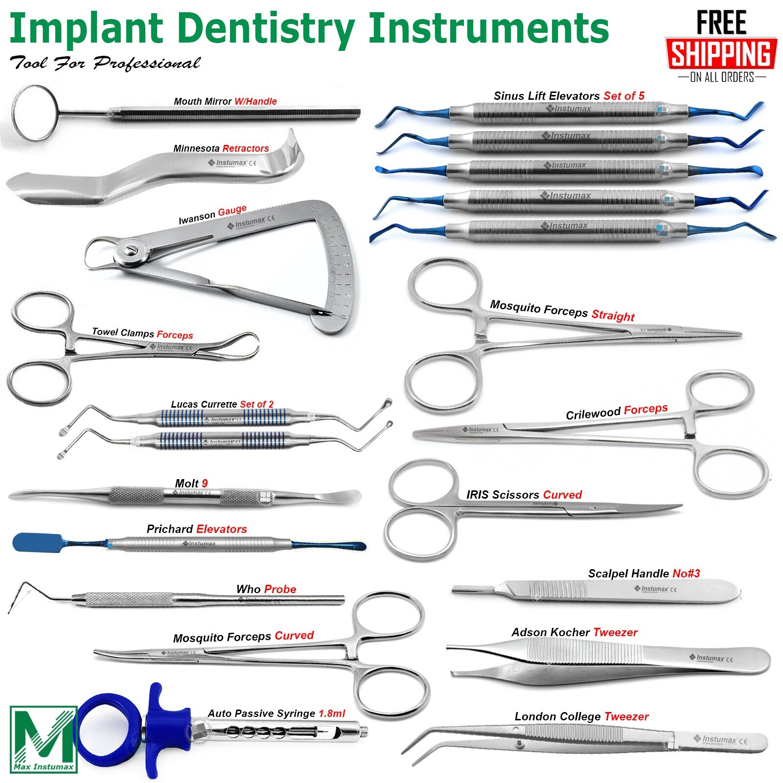 Implant Surgery instruments Kit Dental Implantology Oral Surgical Tool 22PCS SET