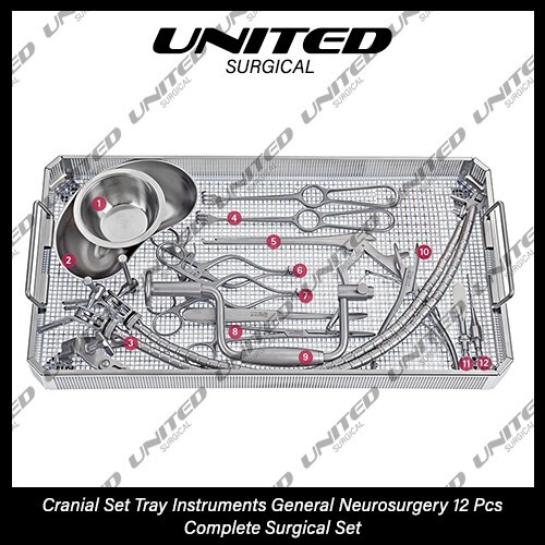 Cranial Set Tray Instruments General Neurosurgery 12 Pcs Complete Surgical Set