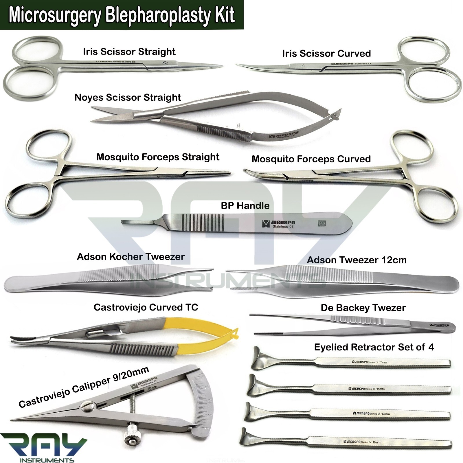 Blepharoplasty Kit Microsurgery Ophthalmic Minor Eye Surgery Tools