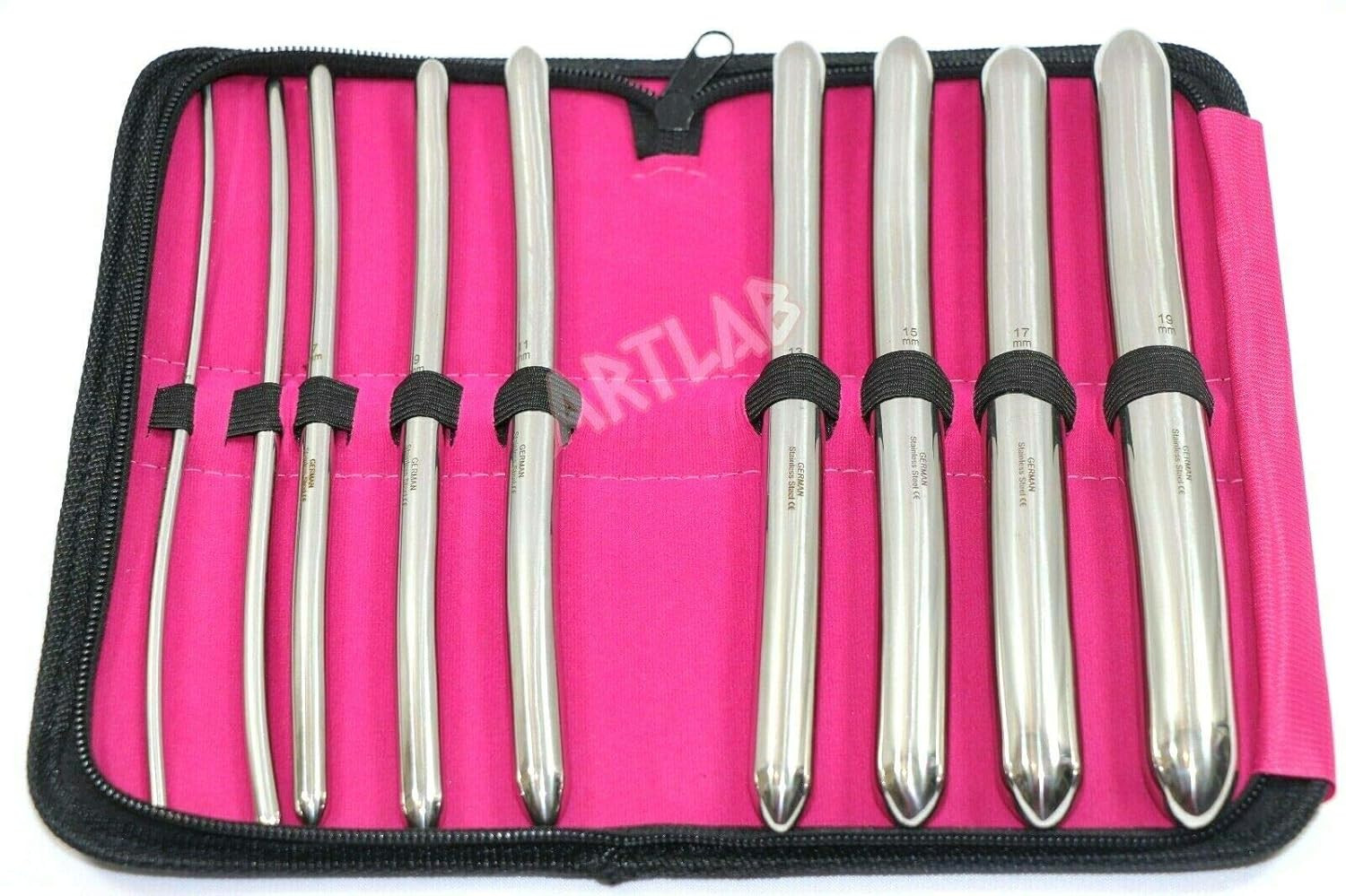 Premium German Hegar Dilator Sounds Set 9 Pcs Ultra Smooth Finish Double Ended,