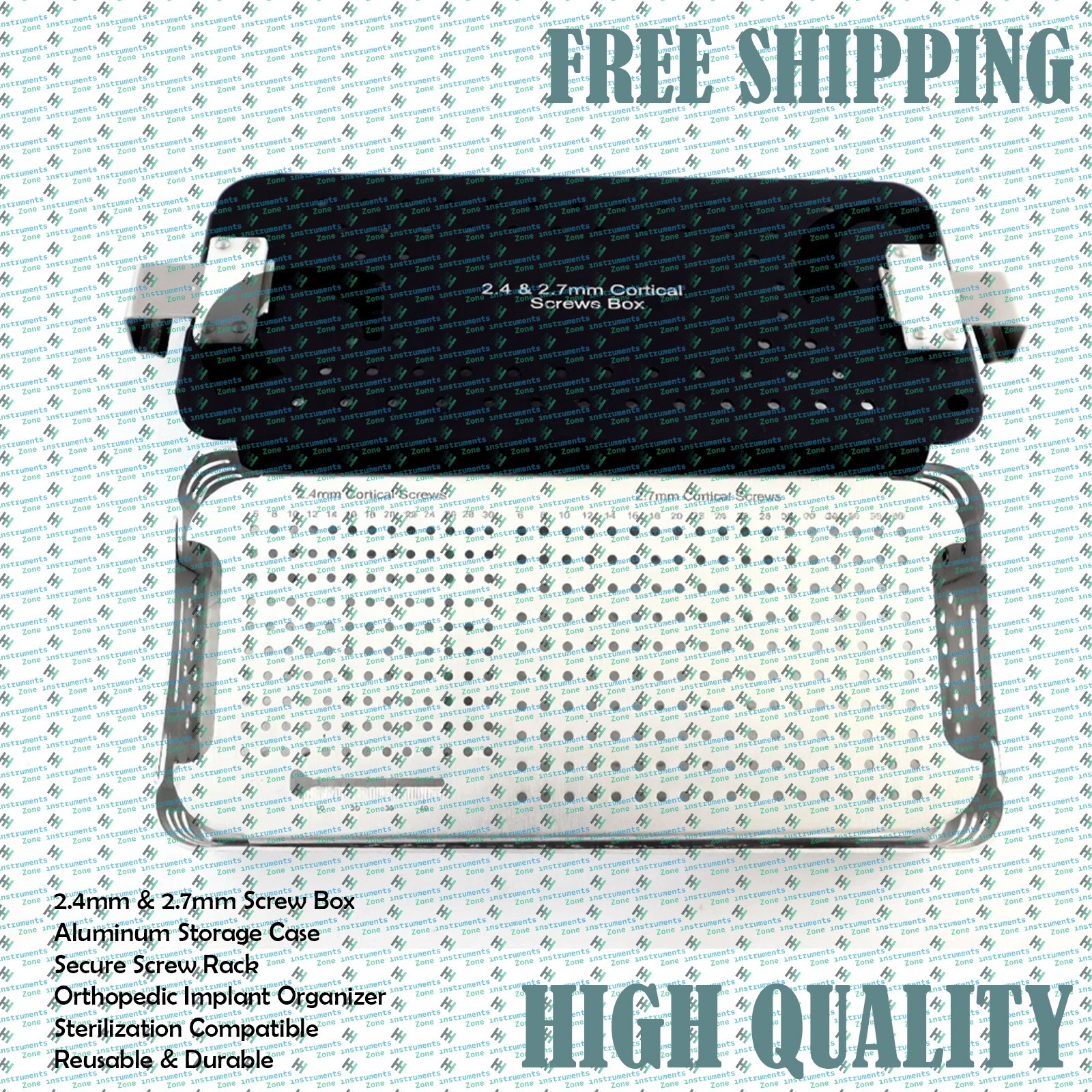 2.4mm & 2.7mm Cortical Screw Box | Aluminum Rack & Sterilization Case