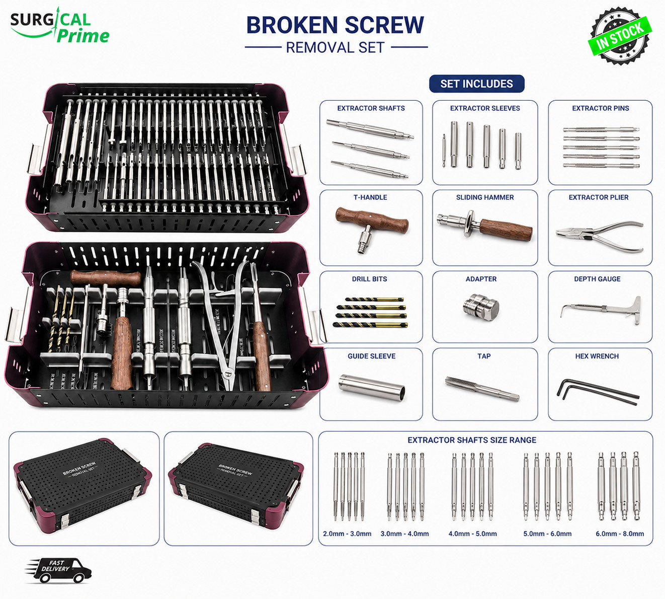 56pcs/set Orthopedics Screwdriver Screw Extractor set Screw Broken Removal tools