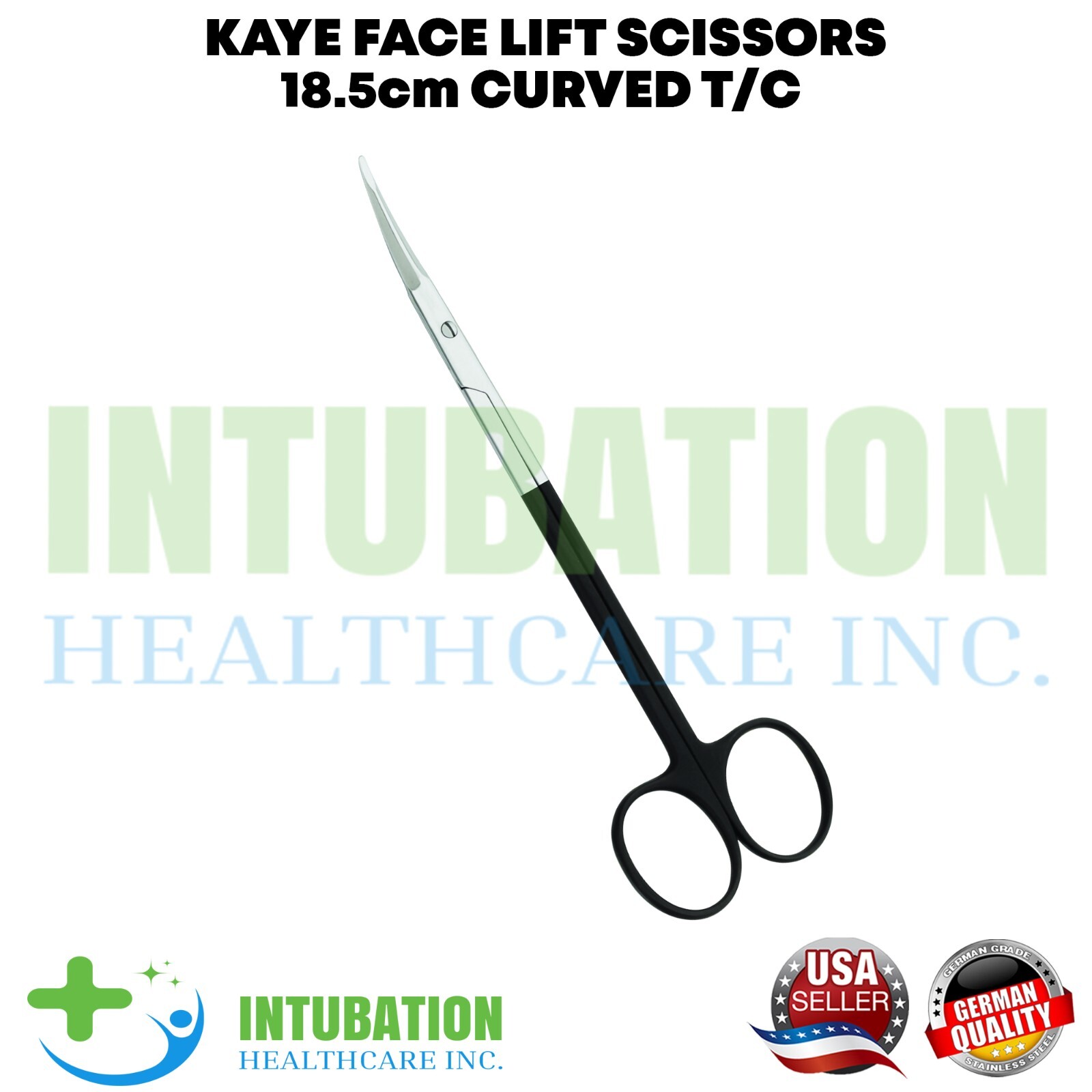 KAYE Face Lift Scissors Curved 18.5cm with T/C Tips Surgical Instrument