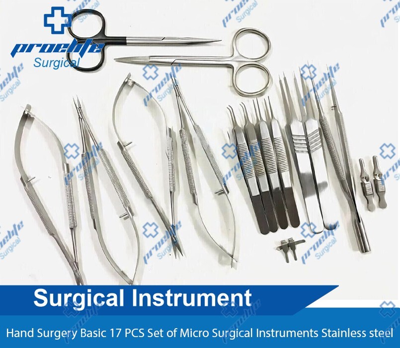 Hand Surgery Basic 17 PCS Set of Micro Surgical Instruments Stainless steel