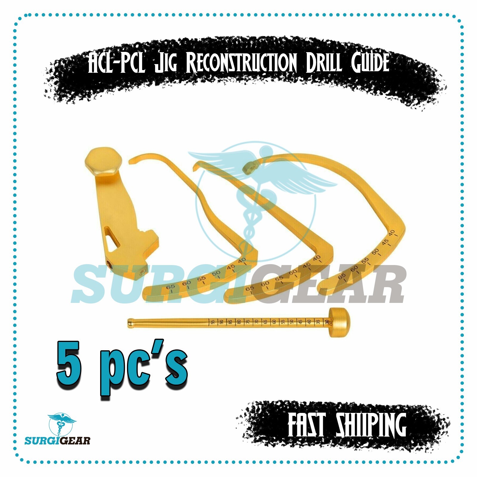 ACL PCL Jig Reconstruction Drill Guide Target Device Band Knee 5Pcs Surgical Set