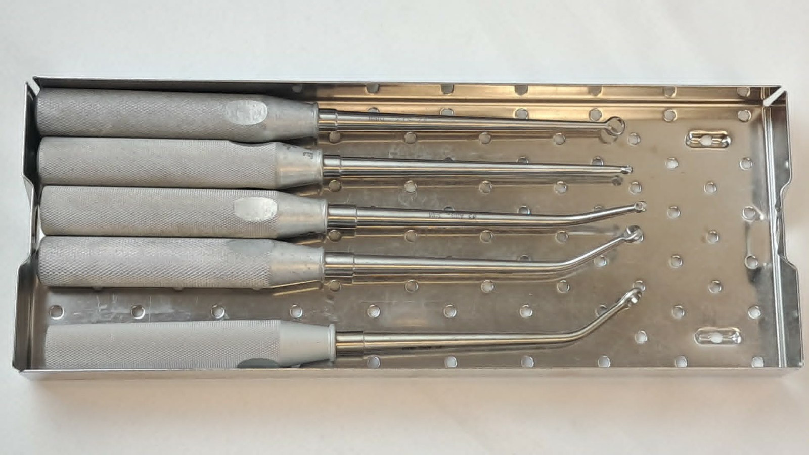 5 Pc Codman Ring Curette Set Straight/Angled w/ Tray