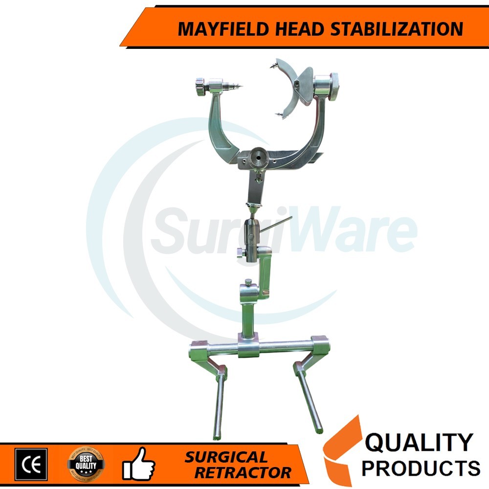New Mayfield Spine Surgery Table Adapter with Skull Clamp Silver Coating