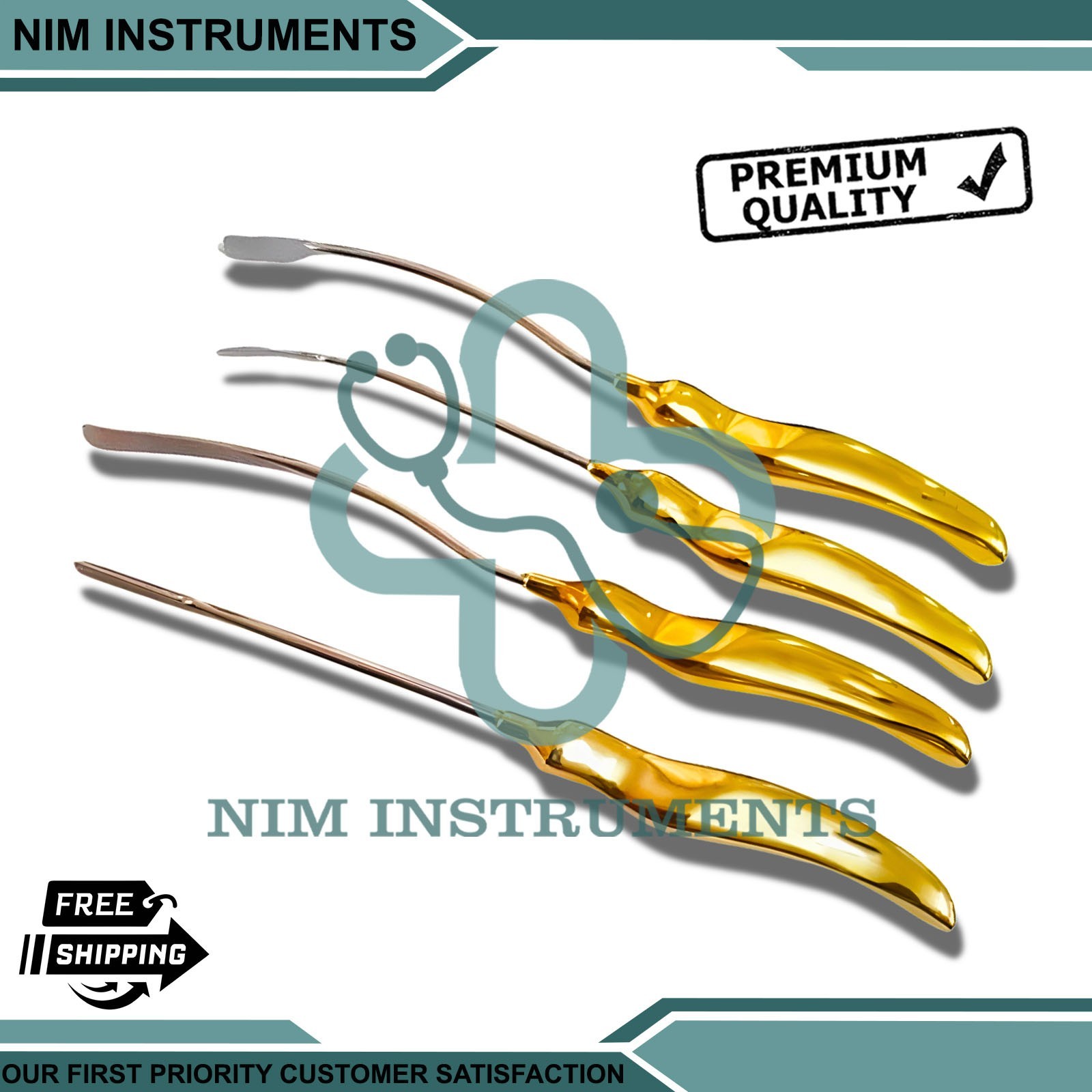 Brow Lift & Face Lift Dissector Plastic Surgery Instruments Set of 4