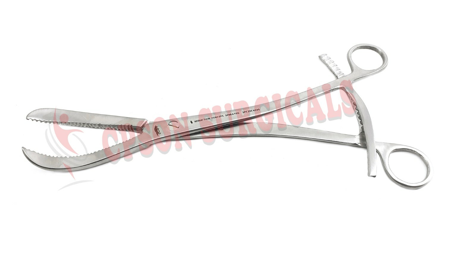 Orthopedic Bone Holding Reduction Forceps 140mm curved serrated jaw ratchet lock