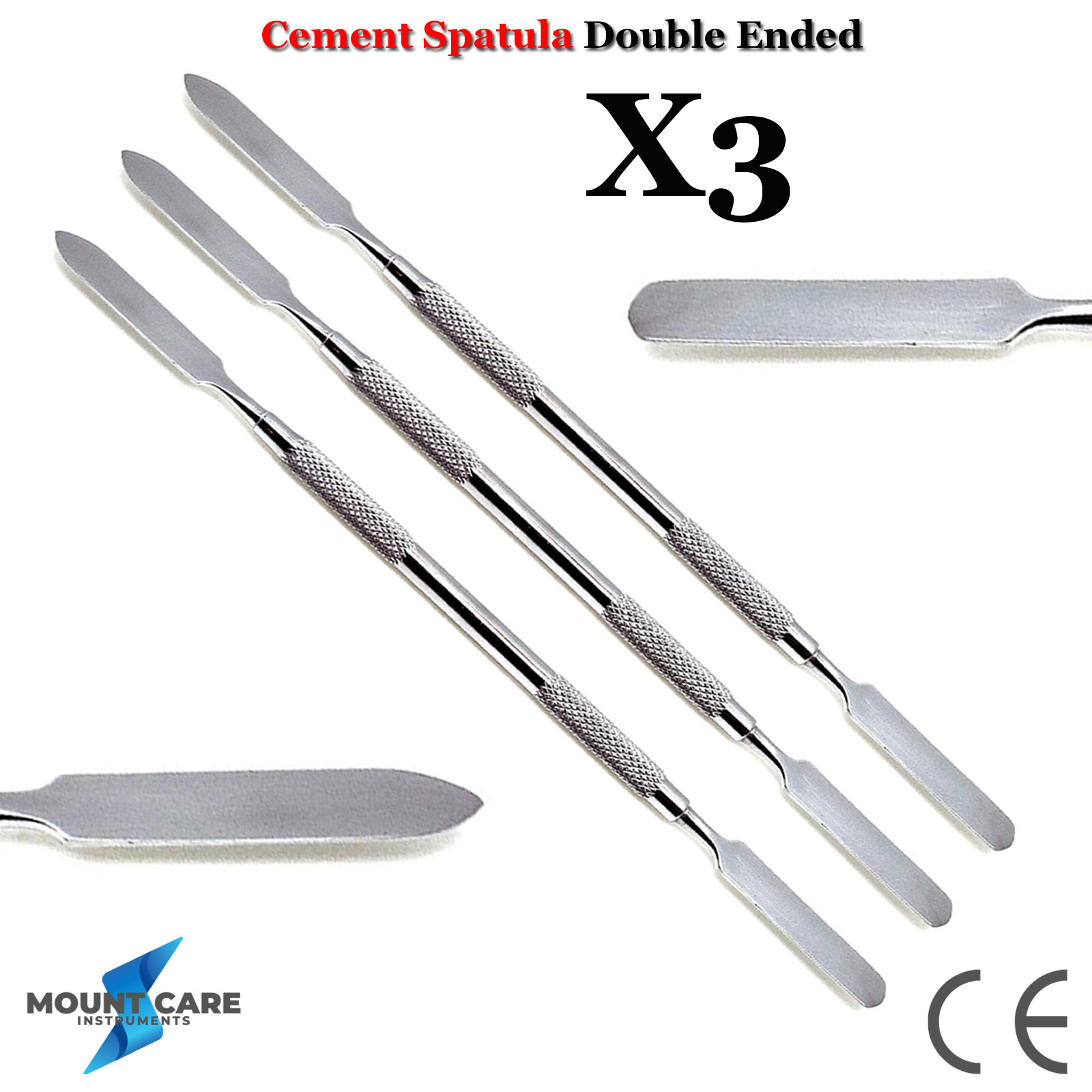Set Of 3 Cement Spatula Dental Instruments (Double Ended) Dental Laboratory Tool