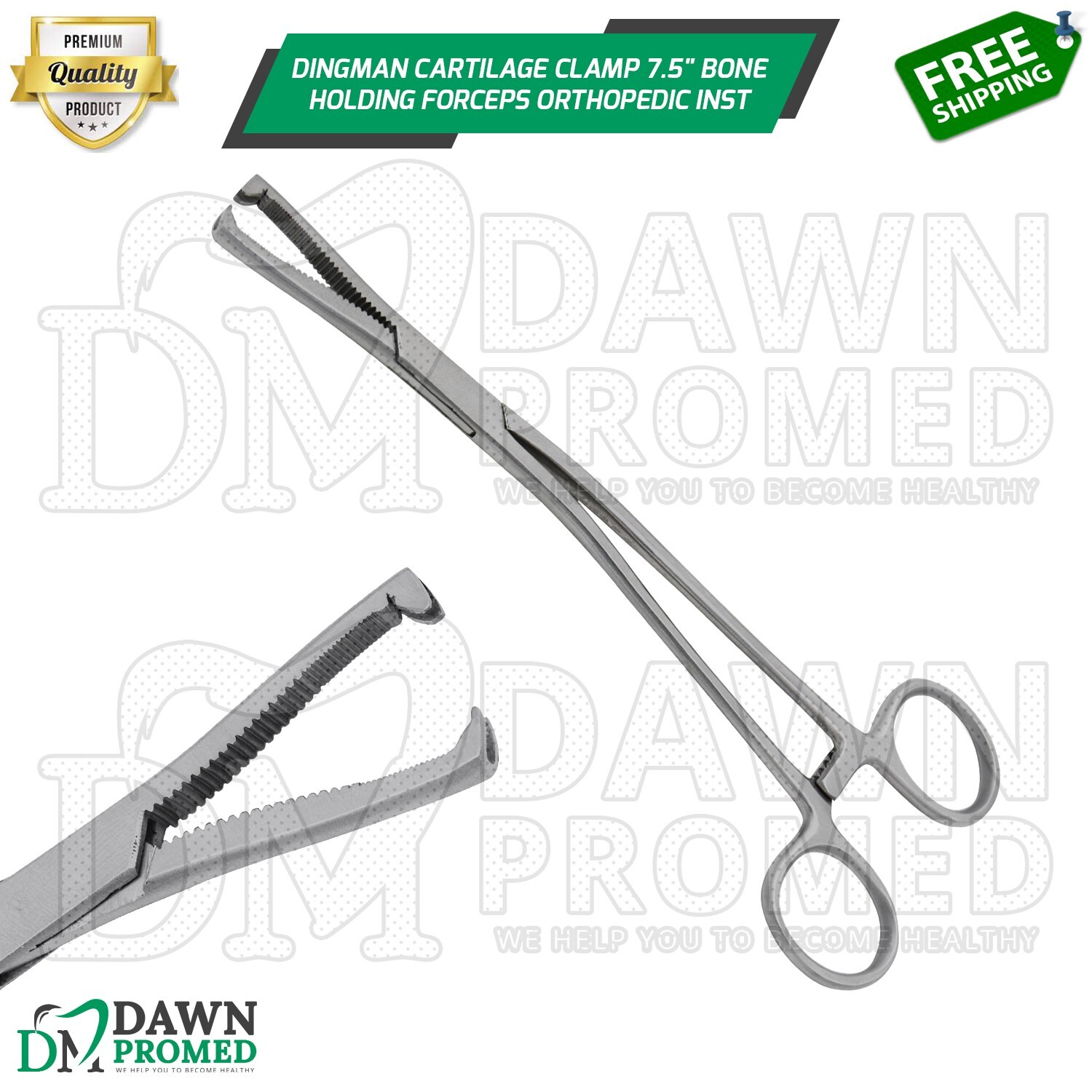 Dingman Cartilage Clamp 7.5″ Bone Holding Forceps Orthopedic Instrument German G