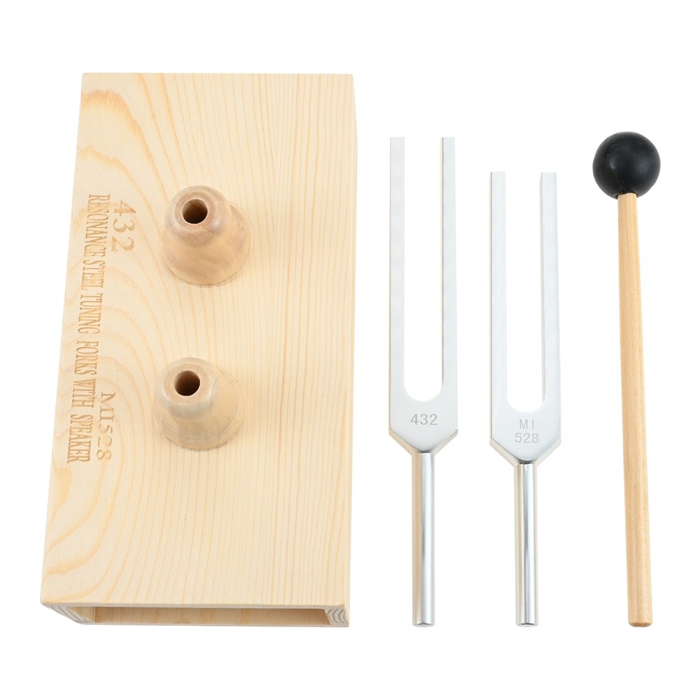 432Hz 528Hz Tuning Fork Aluminum Alloy With Wooden Resonance Box & Mallet
