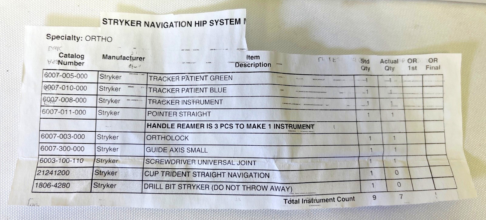 7 Piece Stryker Navigation System Smart Hip Instrument Set No Lid Orthopedics