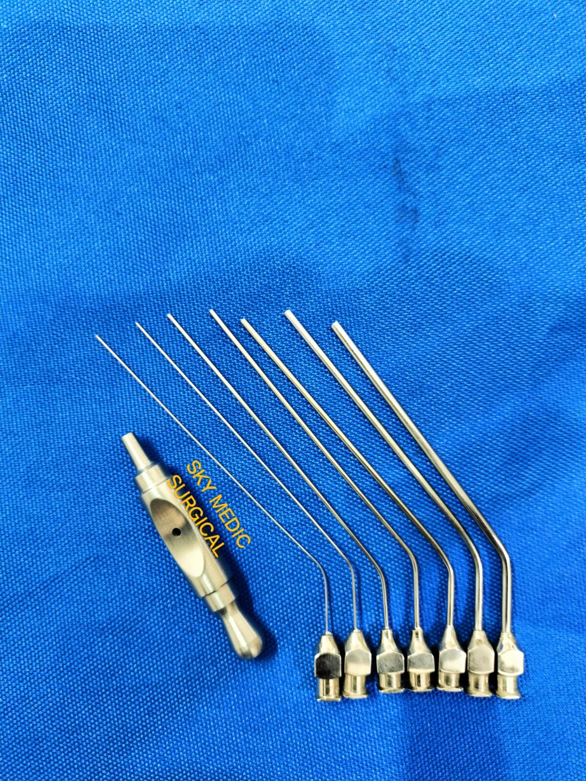 ENT Micro Suction Tip Set of 7 Cannula 12G/14G/16G/18G/20G/22G/24G+1 Adapter ENT