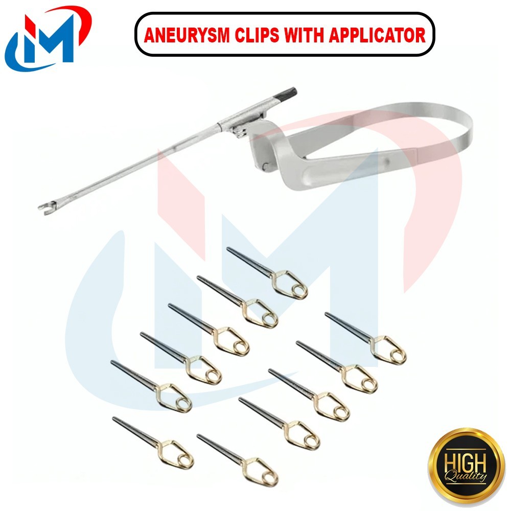 20 Aneurysm Clips & 1 Applicator for Neurosurgery Surgical Instruments