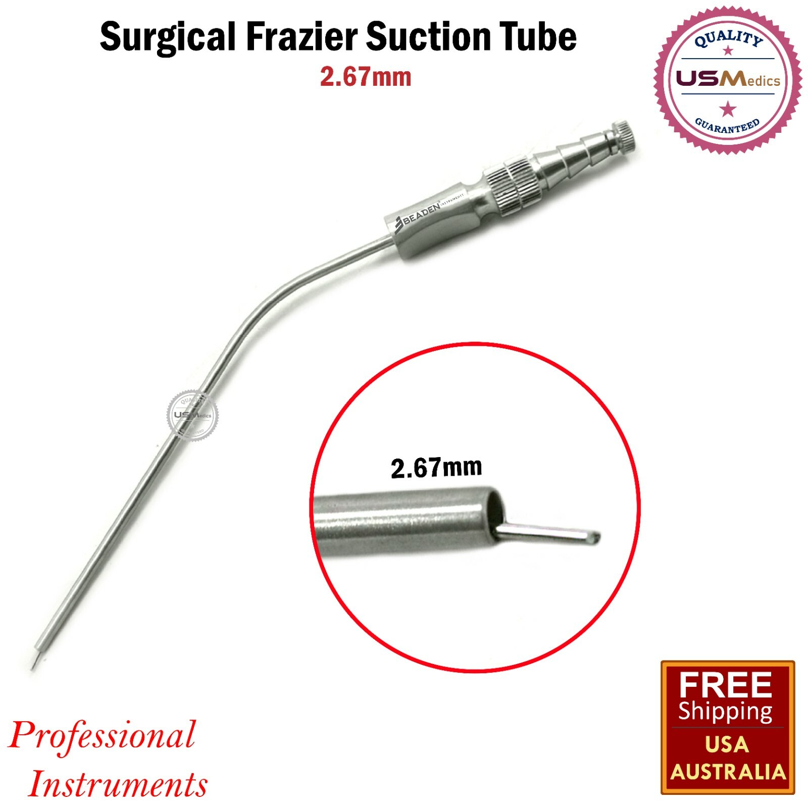 Surgical Frazier Suction Tube 2.67mm Diagnostic dacryocystorhinostomy