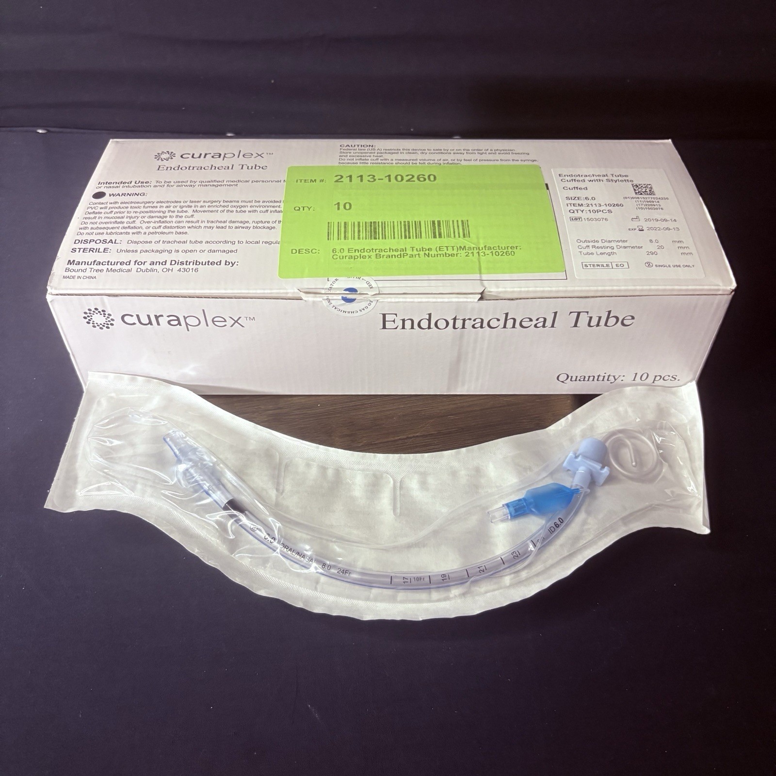 Sterile Endotracheal Tube 6.0 mm w/Cuff (Pack Of 2) Individually Packaged Sealed