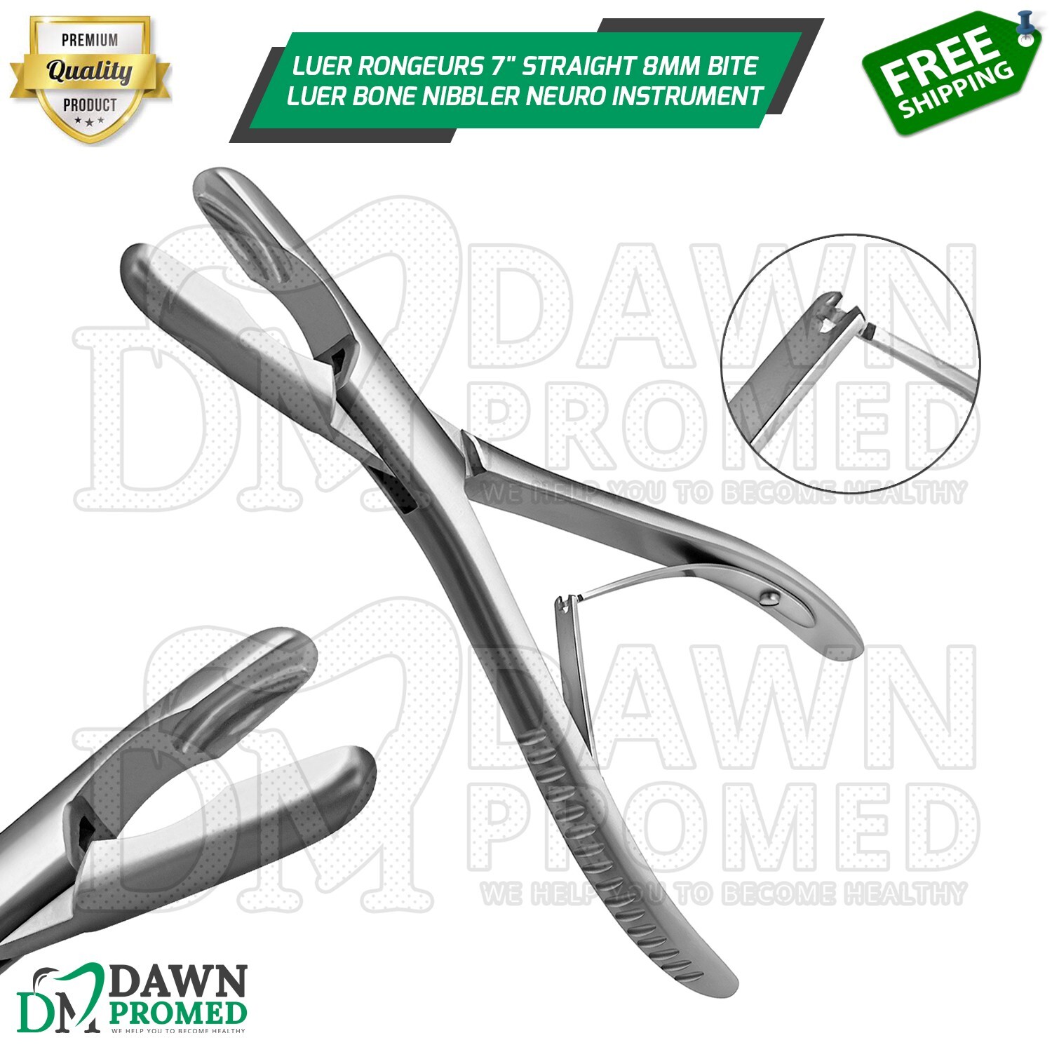 Luer Rongeurs 7″ Straight 8mm Bite Luer Bone Nibbler Neuro Surgical Instruments