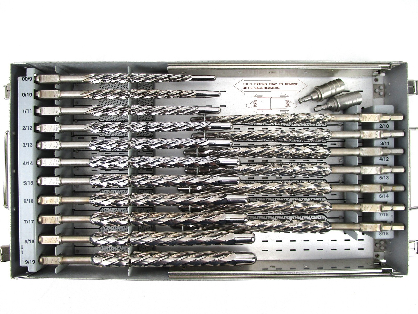 Stryker Howmedica Conical Reamers w Bullet Tip + Hall/Jacobs & Hudson Adapters