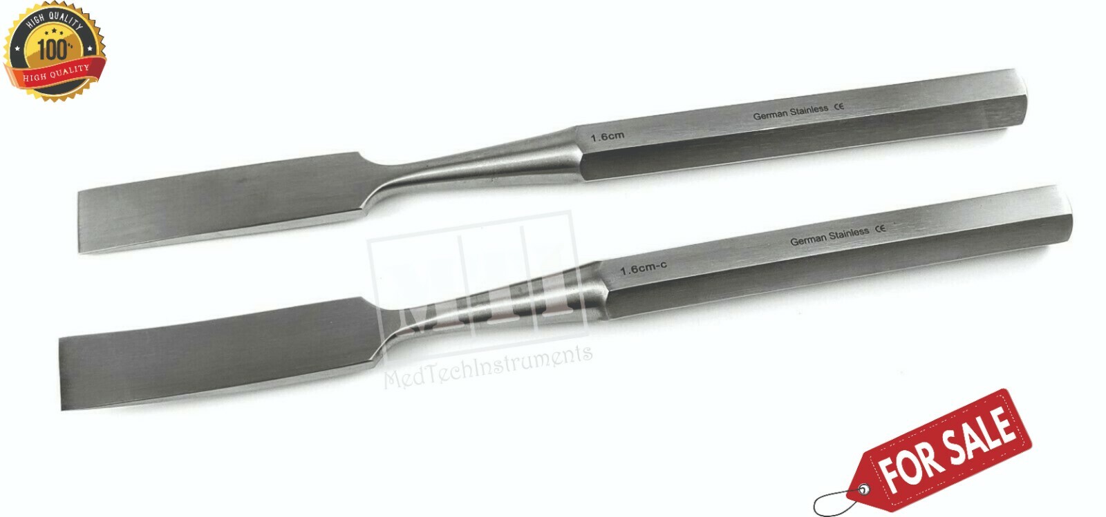 2 Surgical Hibbs Chisel 1.6 cm Curved & Straight Orthopedic Instruments German