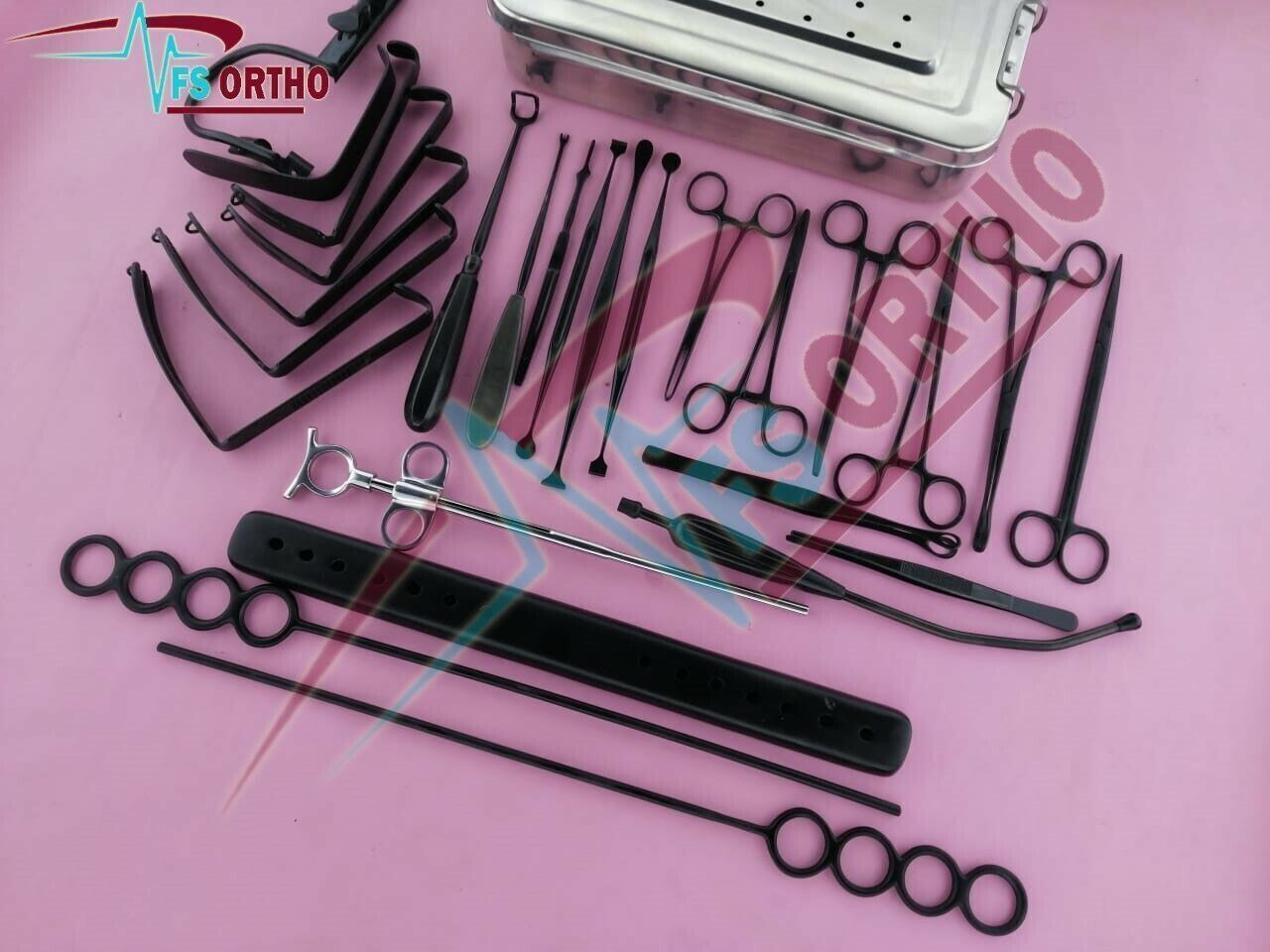 Tonsillectomy 27 pcs and Adenoidectomy Surgical Instruments Set Black Coated